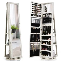 Costway 360degree Rotatable Jewelry Cabinet 2-in-1 Lockable Mirrored Organizer 23 Costway 360degree Rotatable Jewelry Cabinet 2-in-1 Lockable Mirrored Organizer -Bedroom Home Store GUEST 5a4d681b 2347 4a9b a5f9 de8104c6e7e9