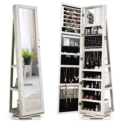 Costway 360degree Rotatable Jewelry Cabinet 2-in-1 Lockable Mirrored Organizer 12 Costway 360degree Rotatable Jewelry Cabinet 2-in-1 Lockable Mirrored Organizer - Image 11