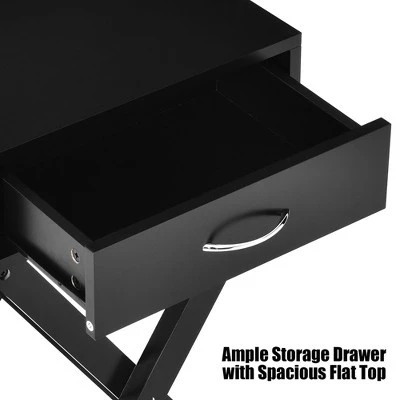 Costway 2PCS Nightstand X-Shape Drawer Accent Side End Table Modern Home Furniture Black 8 Costway 2PCS Nightstand X-Shape Drawer Accent Side End Table Modern Home Furniture Black - Image 6