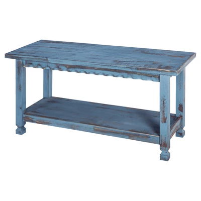 Country Cottage Entryway Wood Bench With Shelf Antique Finish - Alaterre Furniture 6 Country Cottage Entryway Wood Bench With Shelf Antique Finish - Alaterre Furniture - Image 4