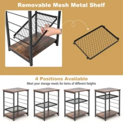Tangkula 3-Tier Industrial Side Table Nightstand With Removable Mesh Metal Shelf Adjustable Leveling Foot Pads End Table 12 Tangkula 3-Tier Industrial Side Table Nightstand With Removable Mesh Metal Shelf Adjustable Leveling Foot Pads End Table -Bedroom Home Store GUEST 5b2f3c83 1909 482d 838d 77581417b3f2