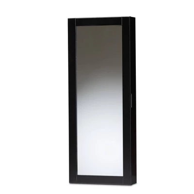 Pontus Wood Wall-Mountable Jewelry Armoire With Mirror - Baxton Studio 3 Pontus Wood Wall-Mountable Jewelry Armoire With Mirror - Baxton Studio