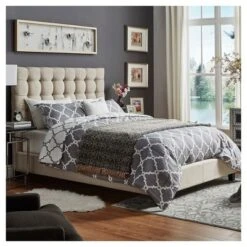 King Ascott Hill Button Tufted Bed Oatmeal - Inspire Q 11 King Ascott Hill Button Tufted Bed Oatmeal - Inspire Q -Bedroom Home Store GUEST 5d21daab 70c7 4f36 9dc8 9f7bee8c5e3e