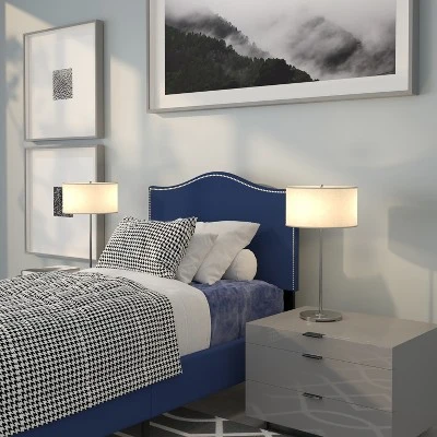 Emma And Oliver Upholstered Twin Size Headboard With Nailtrim In Navy Fabric 3 Emma And Oliver Upholstered Twin Size Headboard With Nailtrim In Navy Fabric