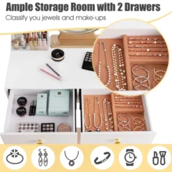 Costway Vanity Makeup Dressing Table W/ 3 Lighting Modes Mirror Touch Switch White 17 Costway Vanity Makeup Dressing Table W/ 3 Lighting Modes Mirror Touch Switch White -Bedroom Home Store GUEST 5dc13e17 d336 4244 b34a a519067c03ee