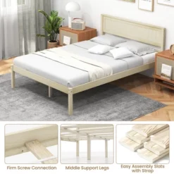 Costway Full/Queen/Twin Size Wooden Platform Bed Frame With Headboard Mattress Foundation Natural 19 Costway Full/Queen/Twin Size Wooden Platform Bed Frame With Headboard Mattress Foundation Natural -Bedroom Home Store GUEST 5dc4ab24 1669 4b96 85f3 5f7444249e6b