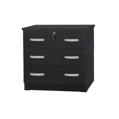 Better Home Products Cindy Wooden 3 Drawer Chest Bedroom Dresser In Black 6 Better Home Products Cindy Wooden 3 Drawer Chest Bedroom Dresser In Black - Image 4