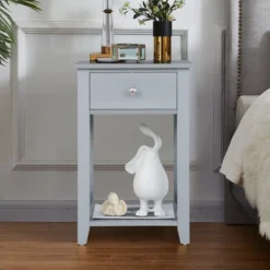 Costway Bedside Sofa End Table Nightstand With Drawer For Living Room Bedroom Grey/Black/White