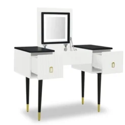 43.3" Modern Vanity Table Set With Flip-Up Mirror, LED Lights And Storage - ModernLuxe 12 43.3" Modern Vanity Table Set With Flip-Up Mirror, LED Lights And Storage - ModernLuxe -Bedroom Home Store GUEST 5fa82ec4 dd96 4195 85b2 8b4bd238d920