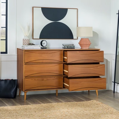 Mid-Century Modern Contoured 6 Drawer Dresser - Saracina Home 6 Mid-Century Modern Contoured 6 Drawer Dresser - Saracina Home - Image 5