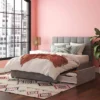Serena Upholstered Bed With Drawers Light Gray Velvet - Cosmoliving By Cosmopolitan 1 Serena Upholstered Bed With Drawers Light Gray Velvet - Cosmoliving By Cosmopolitan -Bedroom Home Store GUEST 609fdea9 9d64 4992 9ca2 55d752ad083f