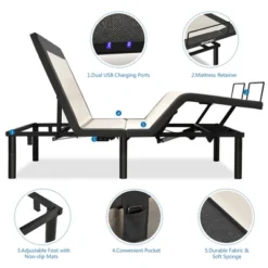 Costway Queen Size Adjustable Bed Base Electric Bed Frame W/ Massage Modes 9 Costway Queen Size Adjustable Bed Base Electric Bed Frame W/ Massage Modes -Bedroom Home Store GUEST 60d2a300 c93c 4be2 8ab4 76a1d3e99991
