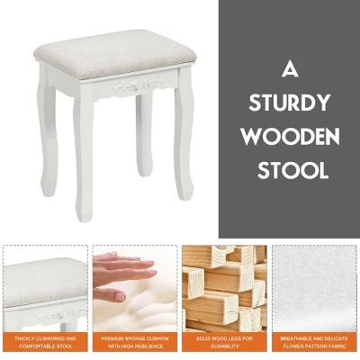 Costway Vanity Wood Makeup Dressing Table Stool 4 Drawers Black/White 8 Costway Vanity Wood Makeup Dressing Table Stool 4 Drawers Black/White - Image 6