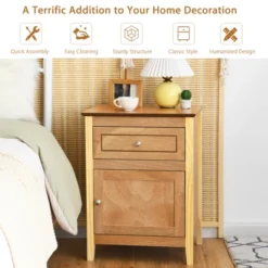 Costway 2PCS Nightstand With Drawer Accent Side End Table Storage Cabinet WhiteNatural 16 Costway 2PCS Nightstand With Drawer Accent Side End Table Storage Cabinet WhiteNatural -Bedroom Home Store GUEST 6187ccbd 0b1c 4bbd b0bc 31369f5b2726