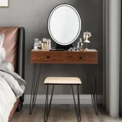 Costway Vanity Makeup Dressing Table W/ 3 Lighting Modes Mirror Touch Switch RusticCoffee 15 Costway Vanity Makeup Dressing Table W/ 3 Lighting Modes Mirror Touch Switch RusticCoffee -Bedroom Home Store GUEST 61b5c921 329b 4a01 80d7 34626b3f9df7