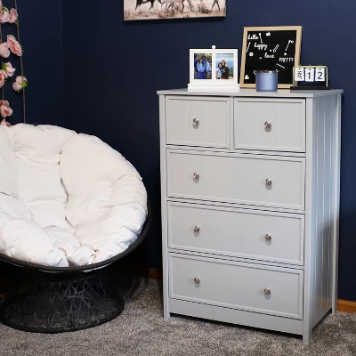 Sunnydaze Decor Sunnydaze Beadboard Vertical Dresser Chest With 5 Drawers - 43.5" H - Gray 3 Sunnydaze Decor Sunnydaze Beadboard Vertical Dresser Chest With 5 Drawers - 43.5" H - Gray