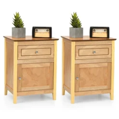 Costway 2PCS Nightstand With Drawer Accent Side End Table Storage Cabinet WhiteNatural 21 Costway 2PCS Nightstand With Drawer Accent Side End Table Storage Cabinet WhiteNatural -Bedroom Home Store GUEST 62588ac4 ebe5 467b b43f 96e9a834309e