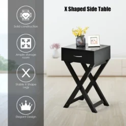 Costway 2PCS Nightstand X-Shape Drawer Accent Side End Table Modern Home Furniture Black 14 Costway 2PCS Nightstand X-Shape Drawer Accent Side End Table Modern Home Furniture Black -Bedroom Home Store GUEST 6290dd21 c558 4382 9e04 222f0374ada1