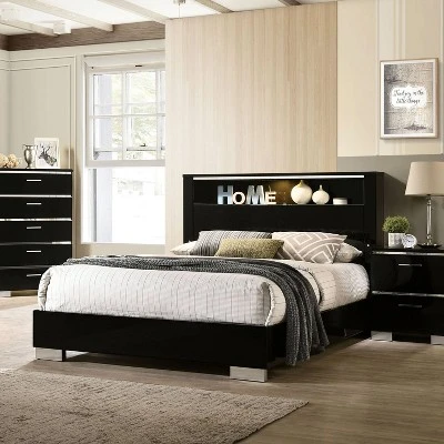3pc Queen Shorehaven Bedroom Set With 2 Nightstands Black/Chrome - MiBasics 4 3pc Queen Shorehaven Bedroom Set With 2 Nightstands Black/Chrome - MiBasics - Image 2