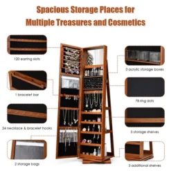 Costway 360degree Rotatable Jewelry Cabinet 2-in-1 Lockable Mirrored Organizer 20 Costway 360degree Rotatable Jewelry Cabinet 2-in-1 Lockable Mirrored Organizer -Bedroom Home Store GUEST 6314c5af a209 4c31 8f70 f7d62842addb
