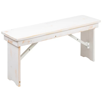 Emma And Oliver 40" X 12" Antique Rustic Solid Pine Folding Farm Bench - Portable Bench 14 Emma And Oliver 40" X 12" Antique Rustic Solid Pine Folding Farm Bench - Portable Bench - Image 12