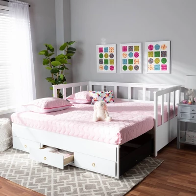 Twin To King Kendra Expandable Daybed With Storage Drawers White - Baxton Studio 13 Twin To King Kendra Expandable Daybed With Storage Drawers White - Baxton Studio - Image 11