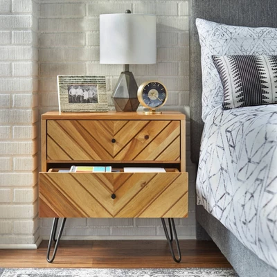Alexandria 2 Drawer Nightstand Oak - Lifestorey 4 Alexandria 2 Drawer Nightstand Oak - Lifestorey - Image 2