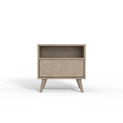 ELuxury Chevron Wood Nightstand With Drawer 10 ELuxury Chevron Wood Nightstand With Drawer - Image 8