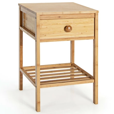 Costway Bamboo Nightstand Natural Side End Table W/Drawer For Living Room Bedroom 10 Costway Bamboo Nightstand Natural Side End Table W/Drawer For Living Room Bedroom - Image 8