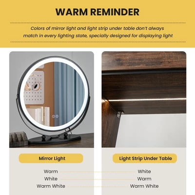 Costway Vanity Table Set 3-Color Dimmable Human Body Induction Light Charging Station 10 Costway Vanity Table Set 3-Color Dimmable Human Body Induction Light Charging Station - Image 8