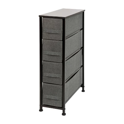 Flash Furniture 4 Drawer Slim Wood Top Cast Iron Frame Vertical Storage Dresser With Easy Pull Fabric Drawers 12 Flash Furniture 4 Drawer Slim Wood Top Cast Iron Frame Vertical Storage Dresser With Easy Pull Fabric Drawers - Image 10