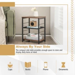 Tangkula 3-Tier Industrial Side Table Nightstand With Removable Mesh Metal Shelf Adjustable Leveling Foot Pads End Table 14 Tangkula 3-Tier Industrial Side Table Nightstand With Removable Mesh Metal Shelf Adjustable Leveling Foot Pads End Table -Bedroom Home Store GUEST 673b9499 5759 45f4 91e3 72ee557332fc