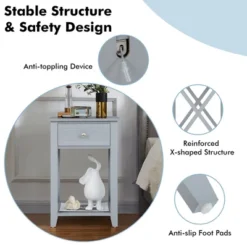 Costway Bedside Sofa End Table Nightstand With Drawer For Living Room Bedroom Grey/Black/White 17 Costway Bedside Sofa End Table Nightstand With Drawer For Living Room Bedroom Grey/Black/White -Bedroom Home Store GUEST 6756cdb8 89f6 4f73 830d fb3d09099101