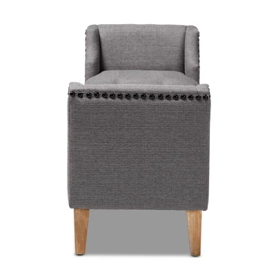 Perret Oak Finished Wood Bench Gray - Baxton Studio 3 Perret Oak Finished Wood Bench Gray - Baxton Studio