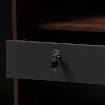 7 Shelf Wardrobe Rikke Two-Tone Wood Storage Cabinet Brown - Baxton Studio 6 7 Shelf Wardrobe Rikke Two-Tone Wood Storage Cabinet Brown - Baxton Studio - Image 5
