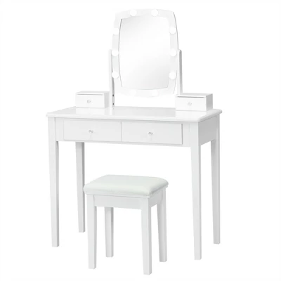 Costway Vanity Table Set With Lighted Mirror Adjustable 10 Bulbs Dresser 4 Drawer 12 Costway Vanity Table Set With Lighted Mirror Adjustable 10 Bulbs Dresser 4 Drawer - Image 10