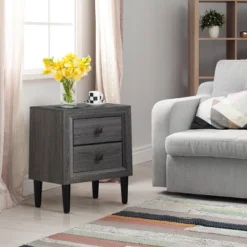 Costway Nightstand W/2 Drawers Multipurpose Retro Grey Bedside Table Fully Assembled 15 Costway Nightstand W/2 Drawers Multipurpose Retro Grey Bedside Table Fully Assembled -Bedroom Home Store GUEST 6c57b4d5 5335 45f3 9096 b6e9c96e01d9
