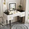 43.3" Modern Vanity Table Set With Flip-Up Mirror, LED Lights And Storage - ModernLuxe 1 43.3" Modern Vanity Table Set With Flip-Up Mirror, LED Lights And Storage - ModernLuxe -Bedroom Home Store GUEST 6d540f39 65d4 4d36 aca3 7cefa06d9e84