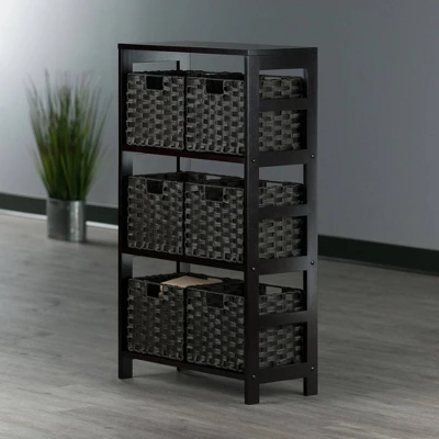 42" 7pc Leo Storage Shelf With Baskets Espresso/Chocolate - Winsome 14 42" 7pc Leo Storage Shelf With Baskets Espresso/Chocolate - Winsome - Image 12