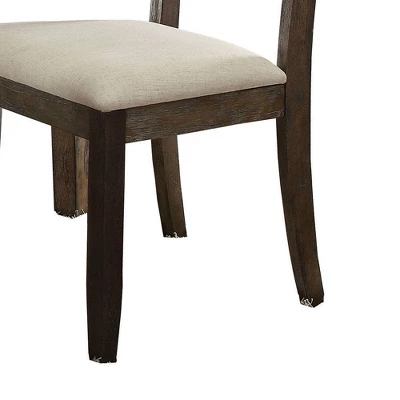 Set Of 2 26" Claudia Dining Chairs Beige Linen/Salvage Brown - Acme Furniture 4 Set Of 2 26" Claudia Dining Chairs Beige Linen/Salvage Brown - Acme Furniture - Image 2