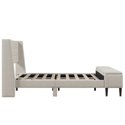 Queen Size Upholstered Wood Storage Platform Bed Frame With Storage Ottoman Bench-ModernLuxe 8 Queen Size Upholstered Wood Storage Platform Bed Frame With Storage Ottoman Bench-ModernLuxe - Image 6