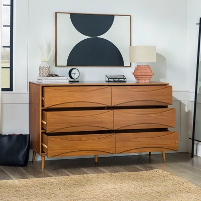 Mid-Century Modern Contoured 6 Drawer Dresser - Saracina Home 7 Mid-Century Modern Contoured 6 Drawer Dresser - Saracina Home - Image 6