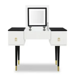 43.3" Modern Vanity Table Set With Flip-Up Mirror, LED Lights And Storage - ModernLuxe 11 43.3" Modern Vanity Table Set With Flip-Up Mirror, LED Lights And Storage - ModernLuxe -Bedroom Home Store GUEST 70c3ba07 c25d 415e 81ee 5edc84db1fd6