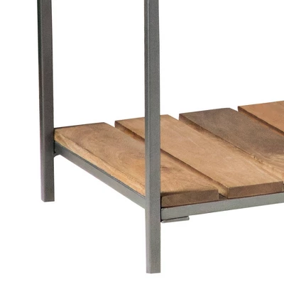 Accent Bench With 1 Slatted Shelf And Tubular Metal Legs Brown - Benzara 5 Accent Bench With 1 Slatted Shelf And Tubular Metal Legs Brown - Benzara - Image 3