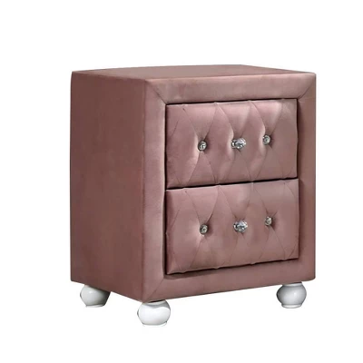 17" Reggie Nightstand Pink Fabric - Acme Furniture 6 17" Reggie Nightstand Pink Fabric - Acme Furniture - Image 4