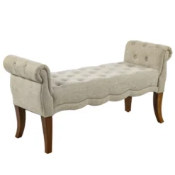 HOMCOM Traditional Style Entryway Bed End Shoe Bench With Button Tufted And Rounded Arm For Living Room 12 HOMCOM Traditional Style Entryway Bed End Shoe Bench With Button Tufted And Rounded Arm For Living Room -Bedroom Home Store GUEST 72563c20 ad94 4e01 b4fa 5ce677284176