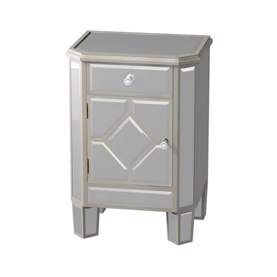 Cierra 25.59'' H X 17.71'' W X 13.78'' D Tall Champagne Mirrored Nightstand End Table With 1 Drawer Accent Nightstand-Maison Boucle 4 Cierra 25.59'' H X 17.71'' W X 13.78'' D Tall Champagne Mirrored Nightstand End Table With 1 Drawer Accent Nightstand-Maison Boucle - Image 2