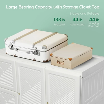 Costway Portable Closet Clothes Foldable Armoire Wardrobe Closet W/ 12 Cubby Storage 9 Costway Portable Closet Clothes Foldable Armoire Wardrobe Closet W/ 12 Cubby Storage - Image 7