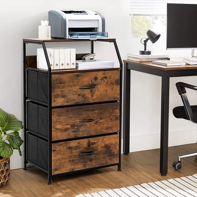 Costway 3 Drawer Dresser W/Top Shelf Storage Tower Cabinet For Bedroom Hallway Nursery 6 Costway 3 Drawer Dresser W/Top Shelf Storage Tower Cabinet For Bedroom Hallway Nursery - Image 4
