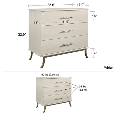Little Seeds Monarch Hill Clementine 3 Drawer Dresser, White 8 Little Seeds Monarch Hill Clementine 3 Drawer Dresser, White - Image 6